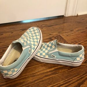 Turquoise checkered slip-on Vans
